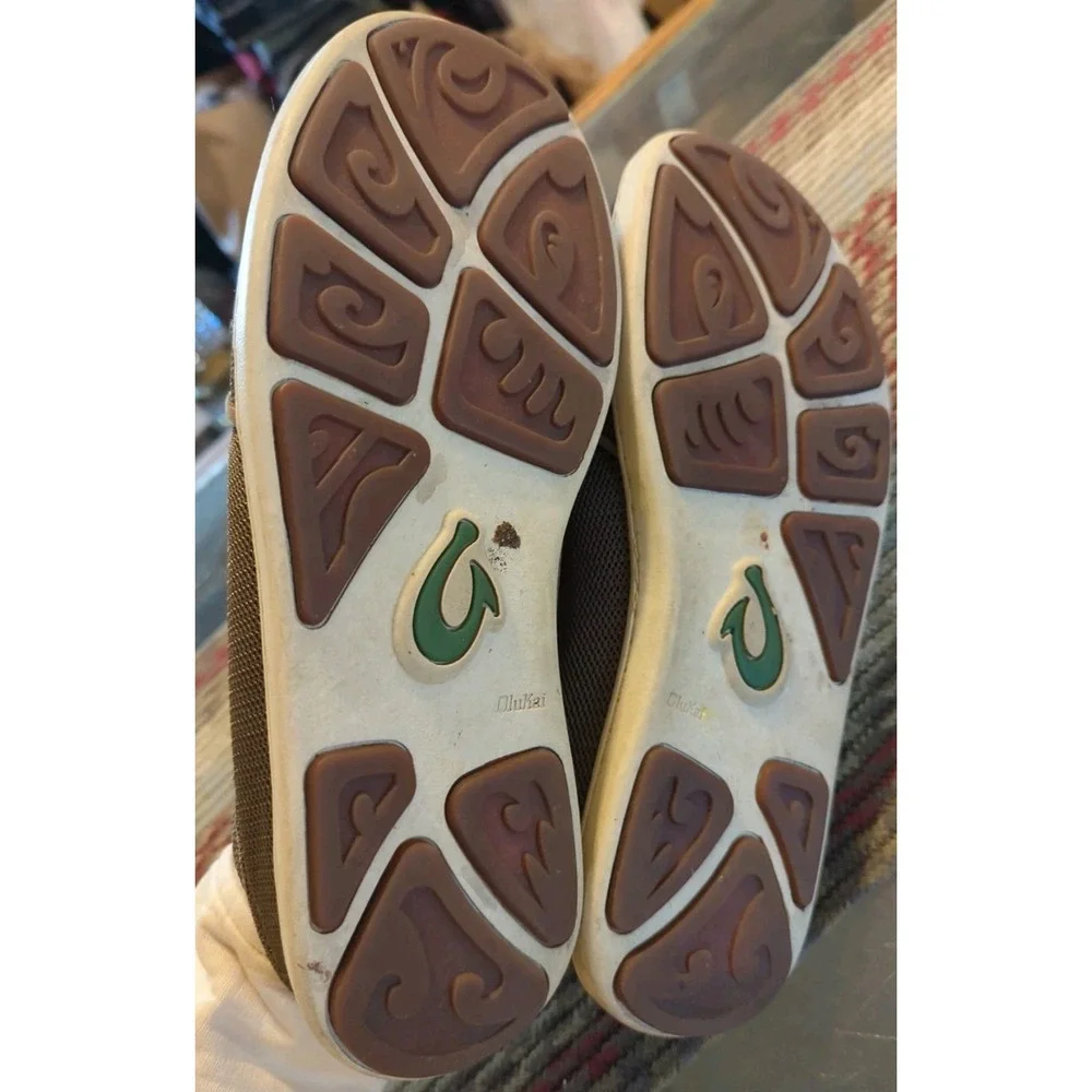 OluKai Nohea Men's Sz 10 Mesh Slip-On Mustang-Lime Loafer Slides Sidewalk Surfer